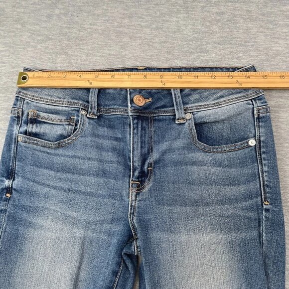 American Eagle Women's Short Kick Boots, Super Stretch Blue Denim - Picture 5 of 11